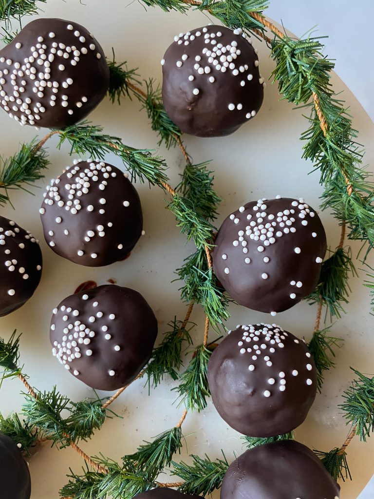 Chocolate Covered Marzipan Balls