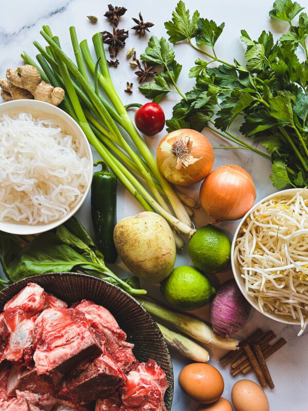 ingredients for bone broth pho
