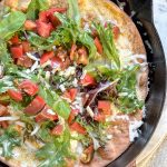 lupin flour flatbread topped as a pizza