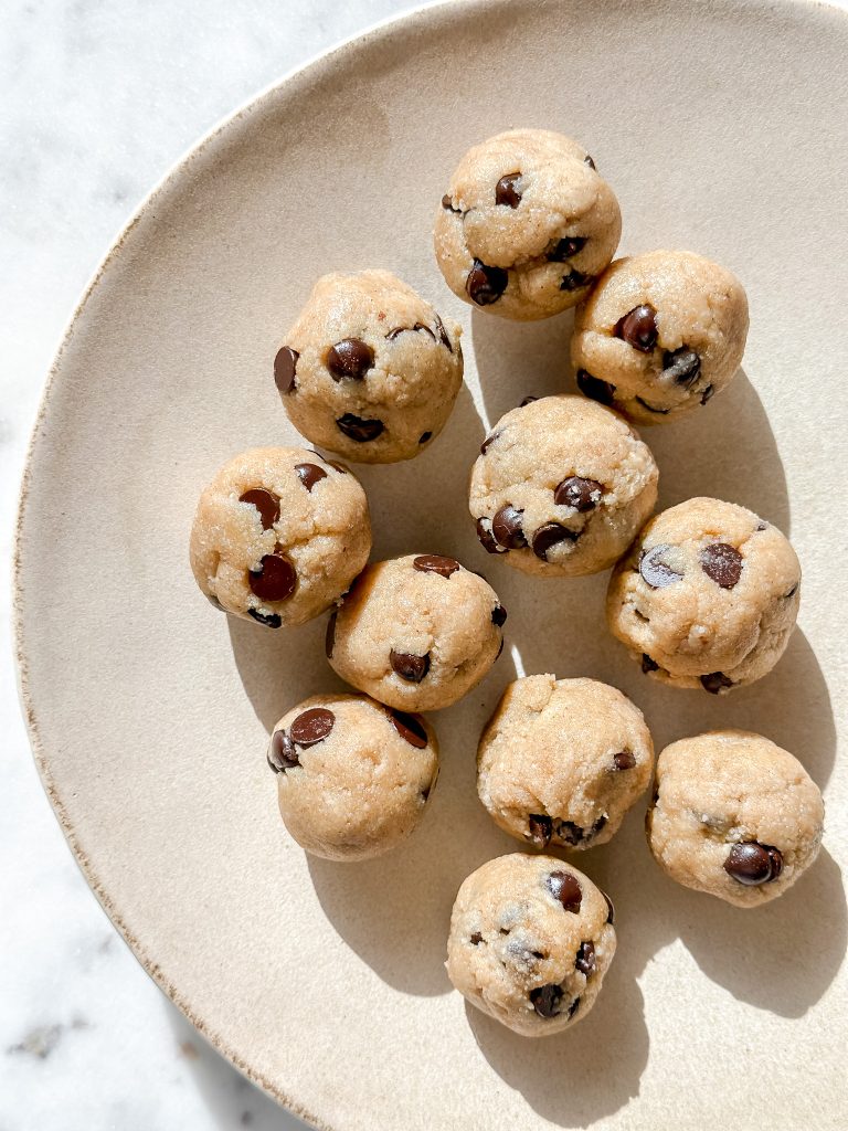 plate of edible cookie dough bites