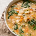 bowl of easy, one pot sausage and white bean soup