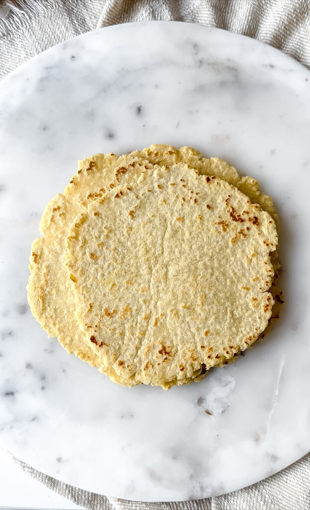 4 keto tortillas on a plate