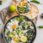 green shakshuka with keto tortillas
