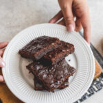 flourless chocolate brownies (gf, keto) on a plate