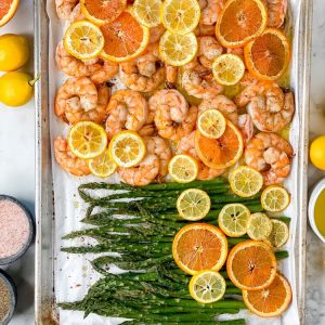 sheet pan citrus shrimp and asparagus