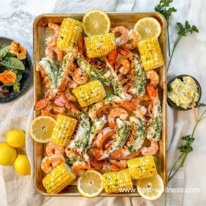 sheet pan lobster corn and shrimp