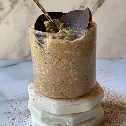 jar of No Oats with chocolate shell topping
