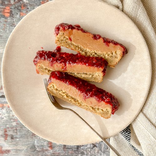 3 slices of peanut butter and jelly bars