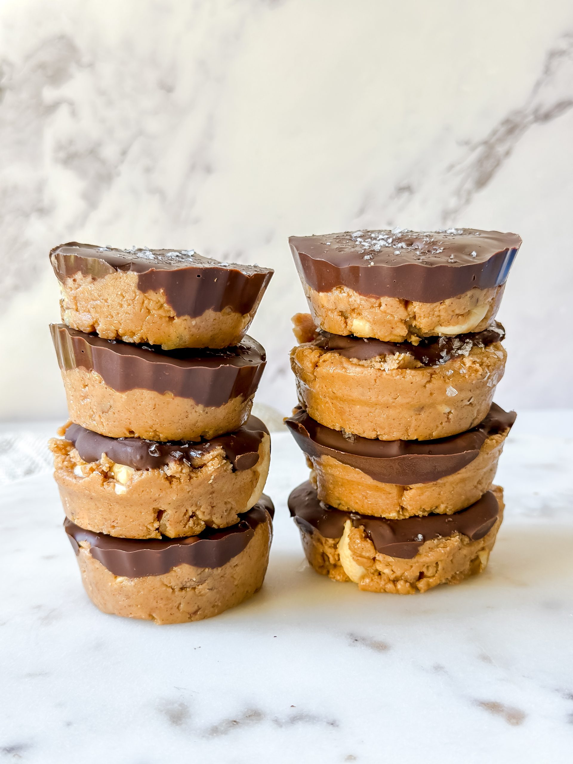 2 stacks of peanut butter cups