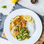chicken piccata low carb with green beans and konjac noodles